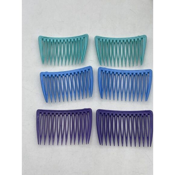 Goody Set Of 6 Vintage Plastic Hair Combs Blue Purple & Teal - Picture 4 of 7